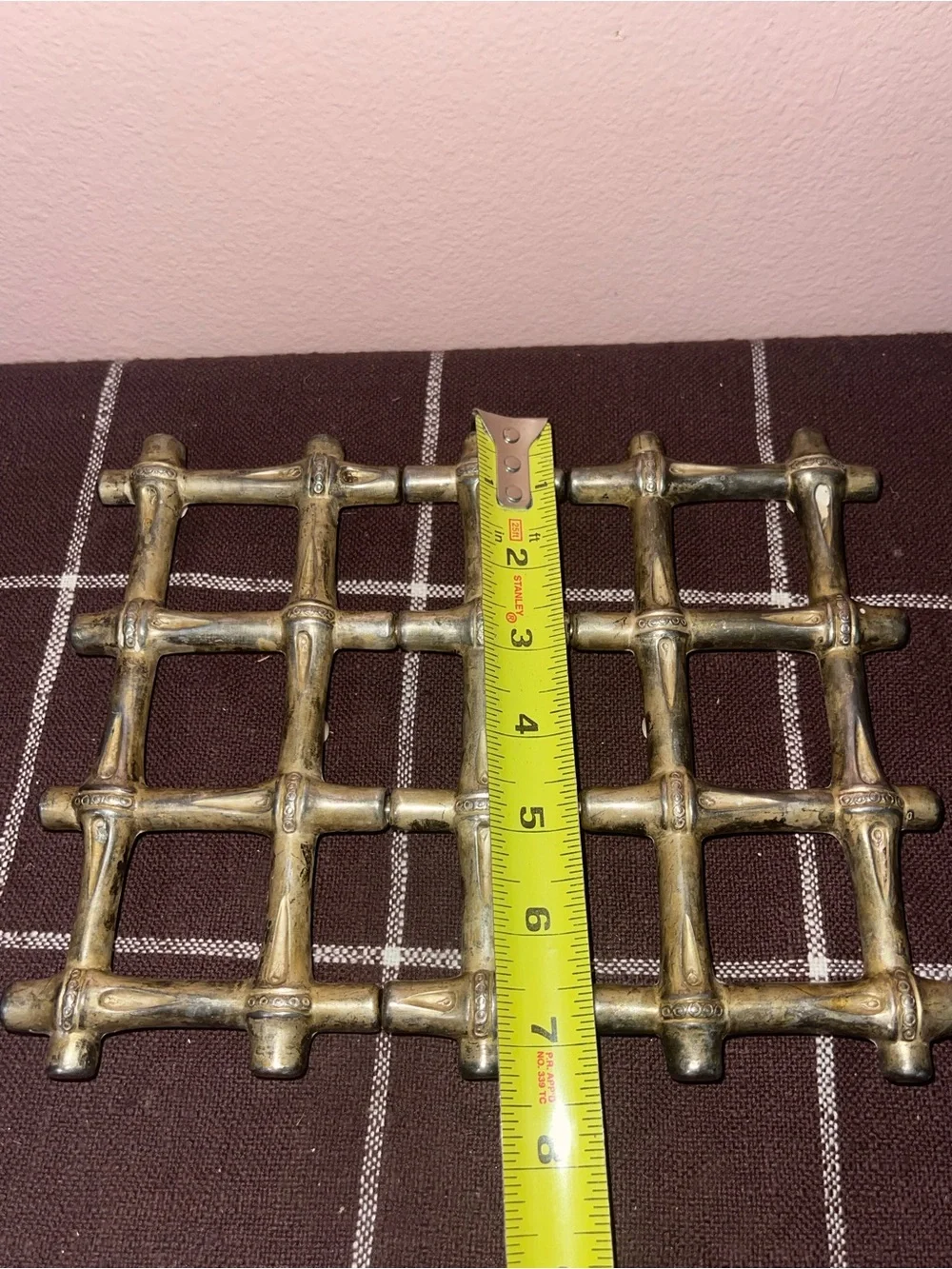 Leonard Silverplate Expandable Bamboo Trivet Made in Italy Vintage